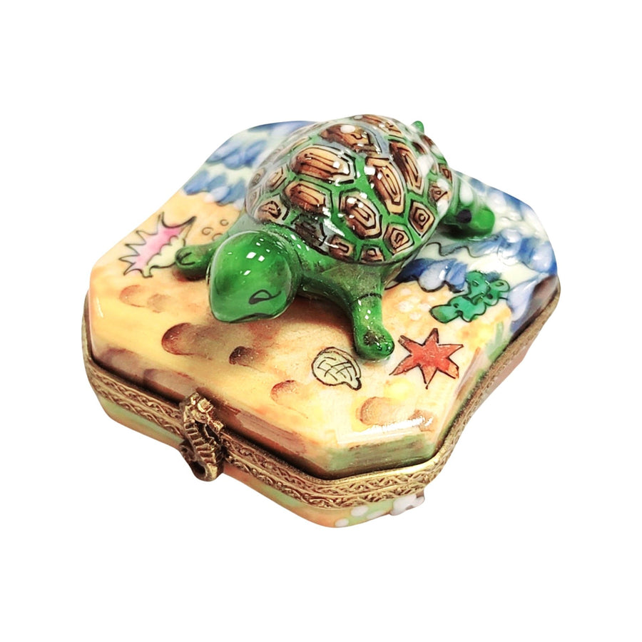 Turtle Beach Porcelain Figurine Porcelain Limoges frog LIMOGES BOXES turtle ocean beach French Trinket Box