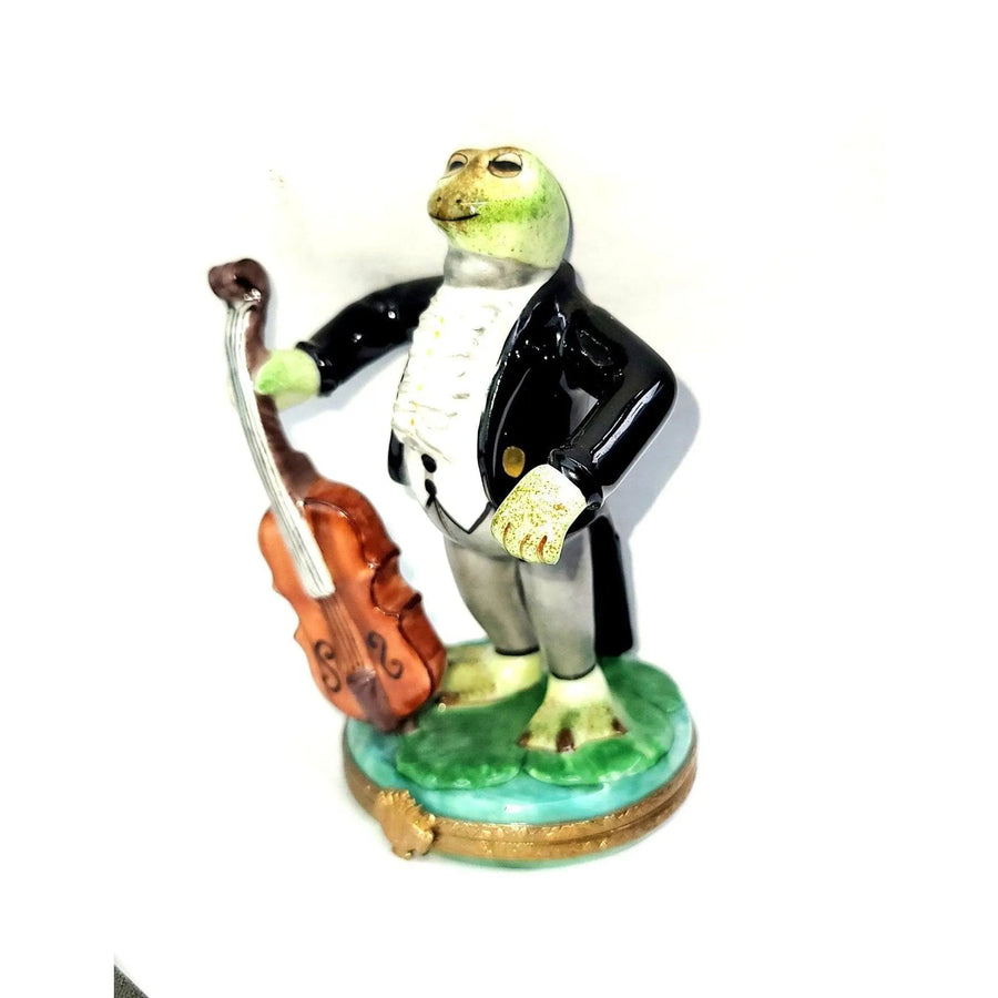Tuxedo Frog Cellist Figurine Porcelain Limoges Music LIMOGES BOXES frog French Trinket Box