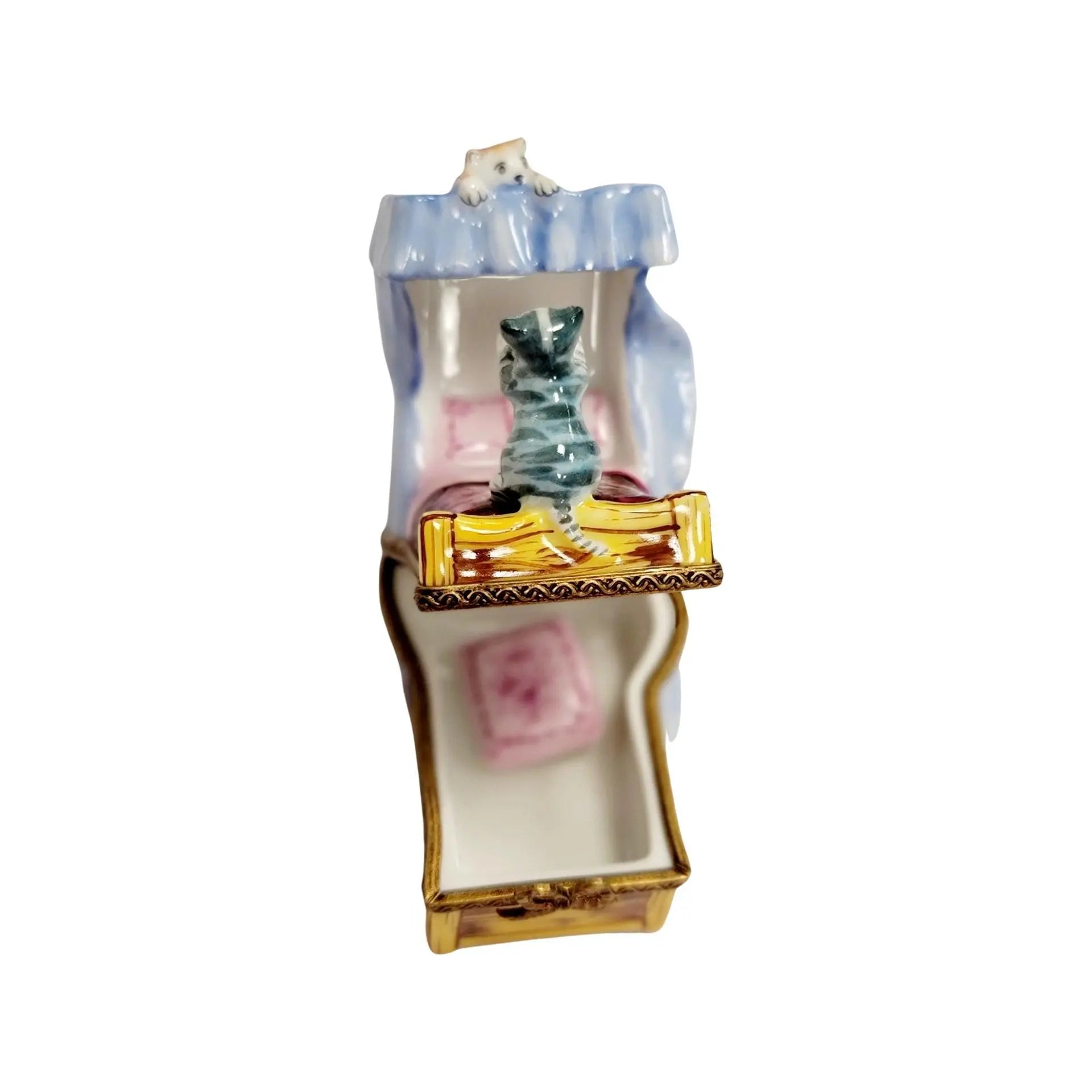 Two Cats Playing on Bed- Porcelain Limoges cat cats limoge box French Trinket Box