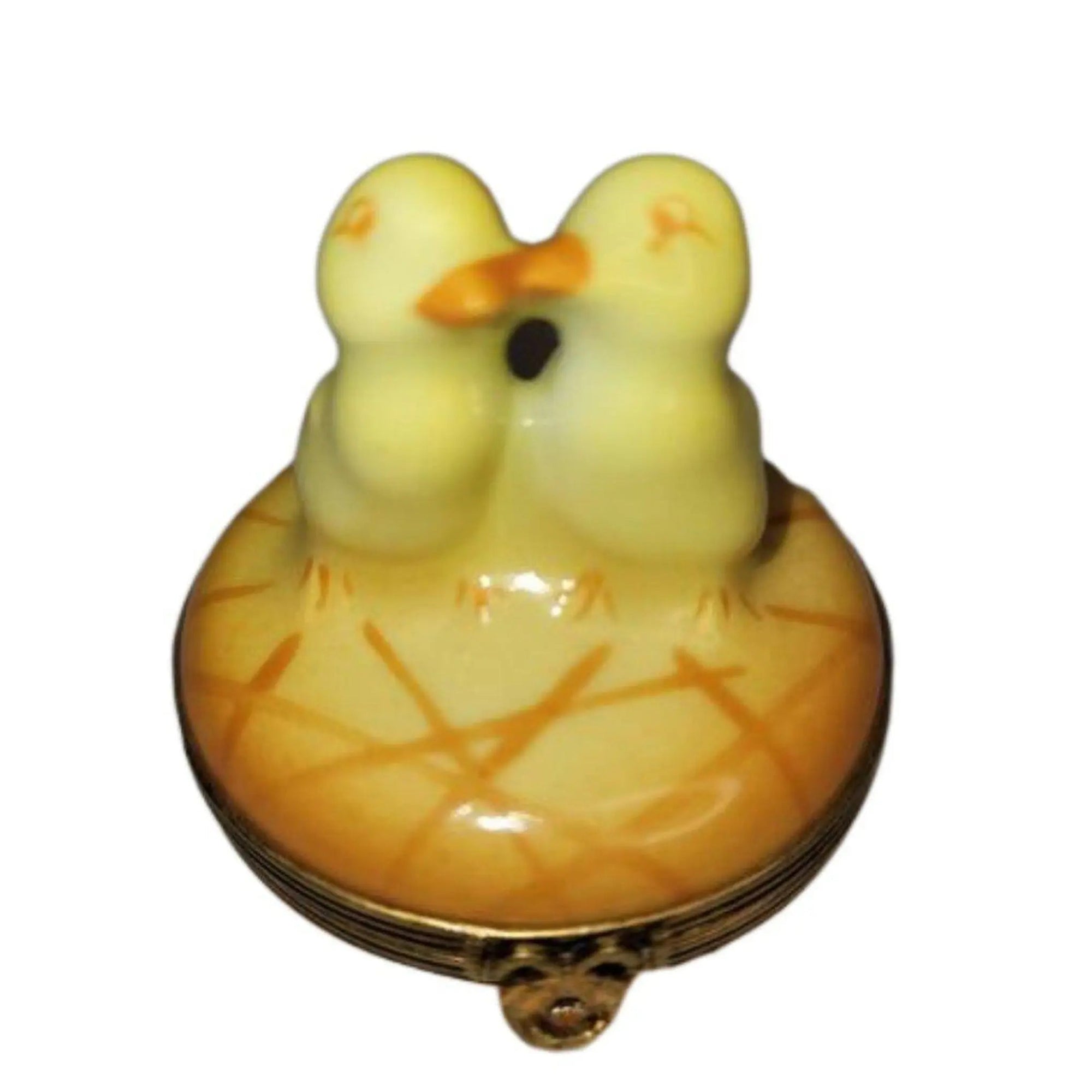 Two Chicks Smooching Box Porcelain Limoges chick farm easter Rochard Limoges Box French Trinket Box