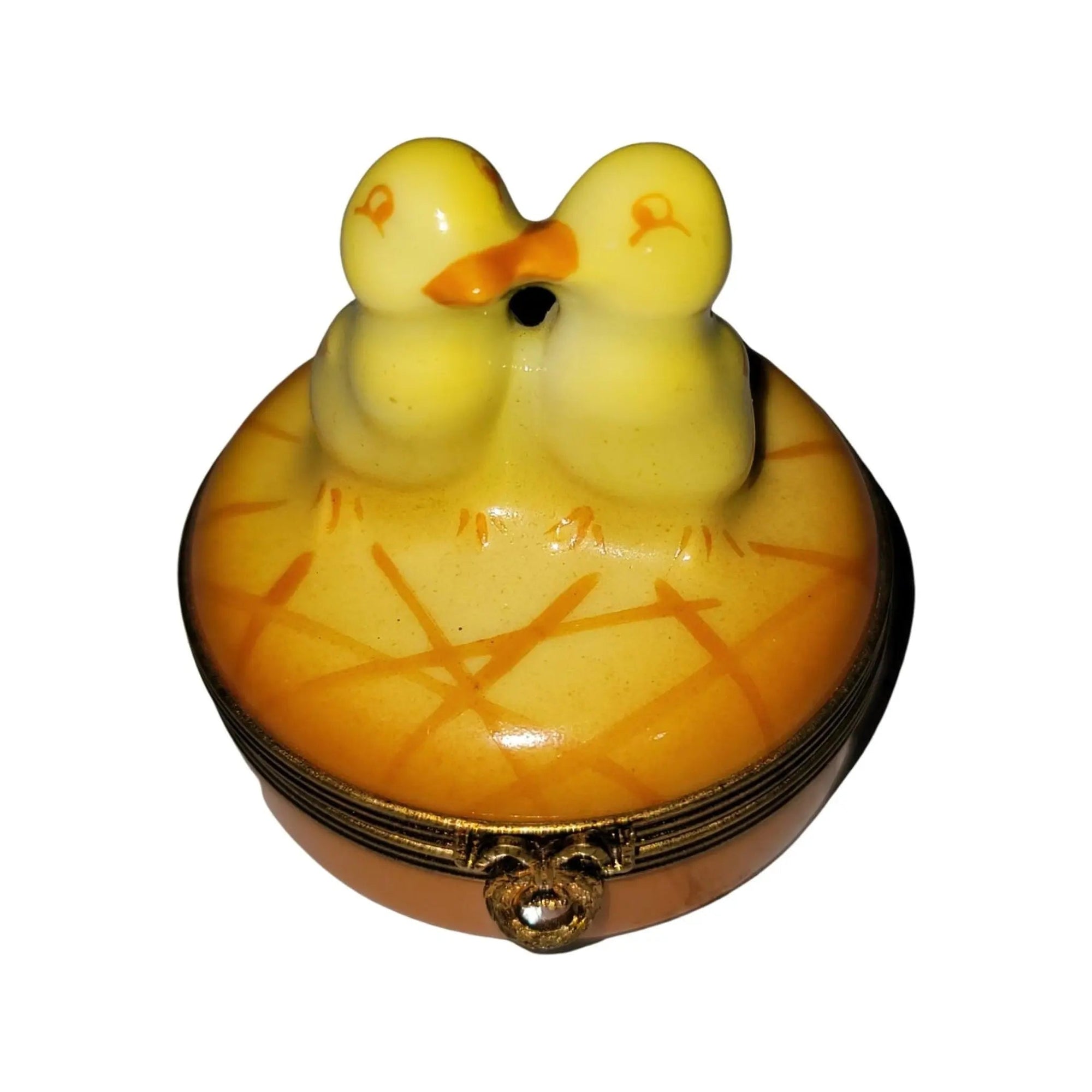 Two Chicks Smooching Box Porcelain Limoges chick farm easter Rochard Limoges Box French Trinket Box