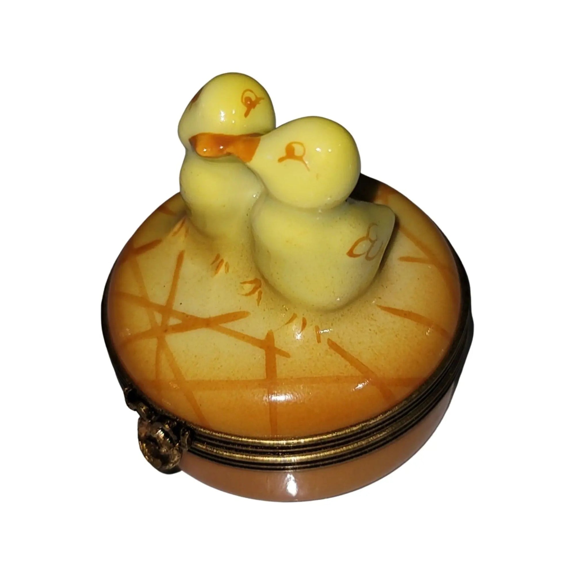 Two Chicks Smooching Box Porcelain Limoges chick farm easter Rochard Limoges Box French Trinket Box