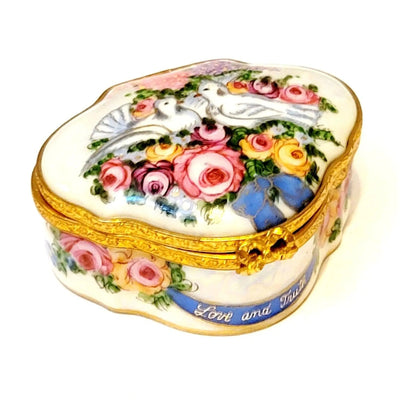 Two Doves Love Trinket Box Porcelain Limoges traditional wedding special limoges boxes French Trinket Box