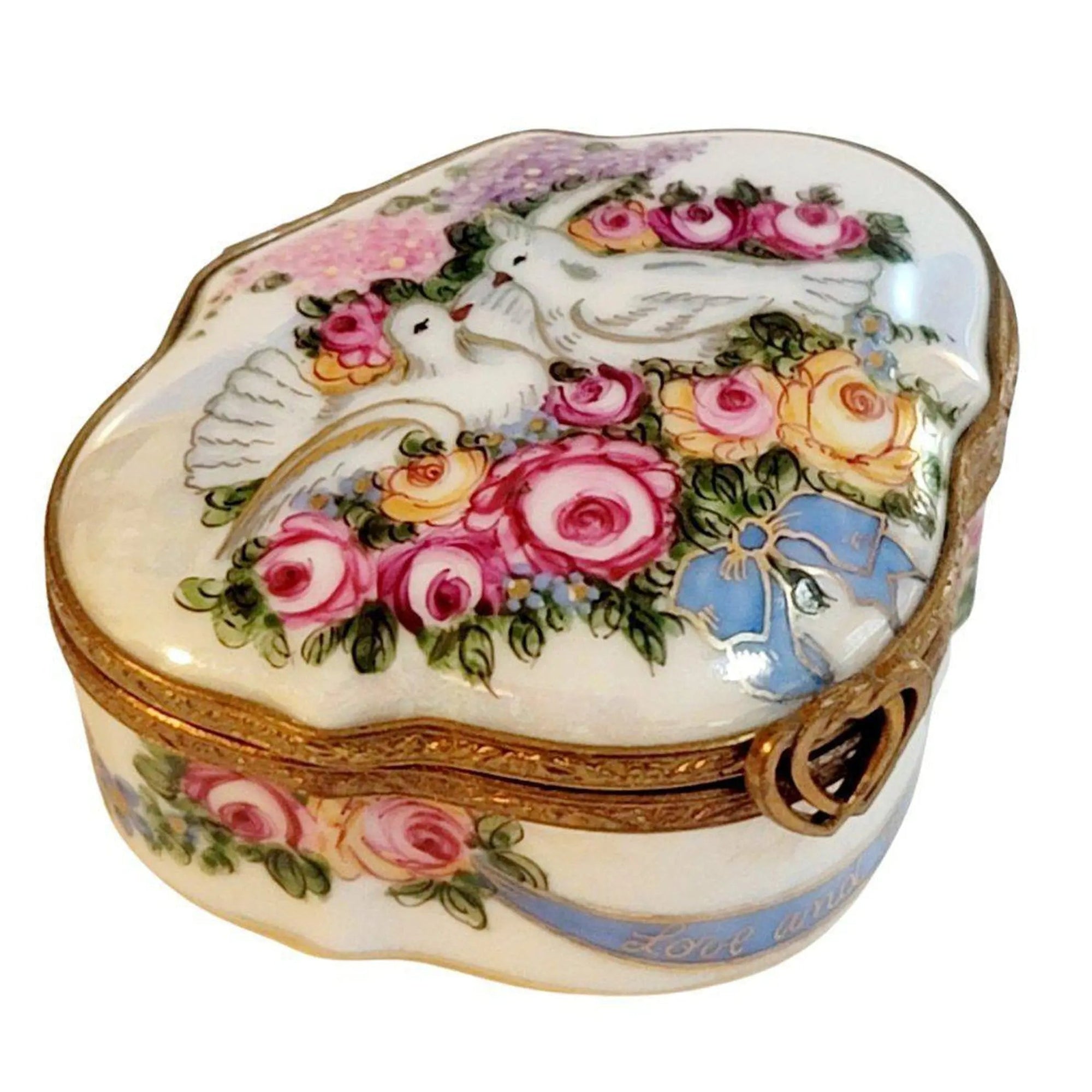 Two Doves Love Trinket Box Porcelain Limoges traditional wedding special limoges boxes French Trinket Box