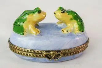 Two Frogs Porcelain Limoges frog limoges boxes French Trinket Box