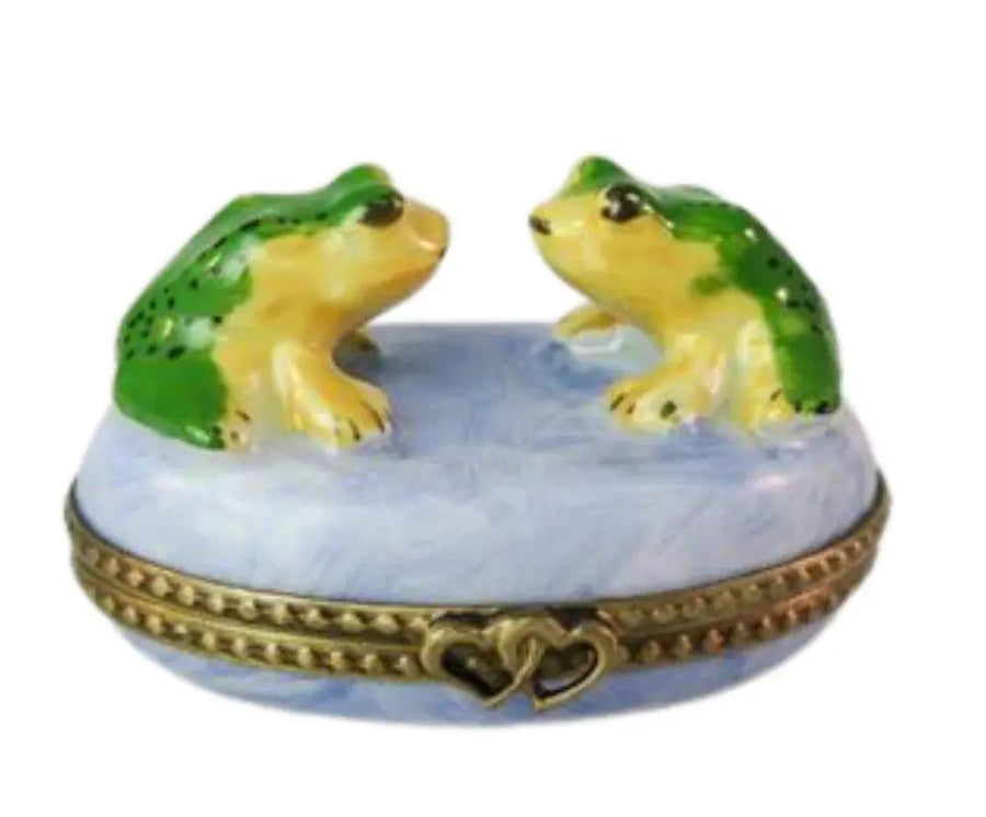 Two Frogs Porcelain Limoges frog limoges boxes French Trinket Box
