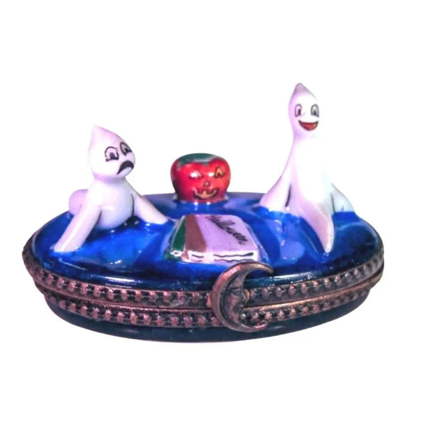 Two Ghosts Playing Porcelain Limoges French Trinket Box