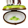 Two Horses on Small Oval Porcelain Limoges farm horse French Trinket Box