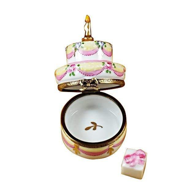 Two Layer Cake w Removable Gift Porcelain Limoges birthday French Trinket Box