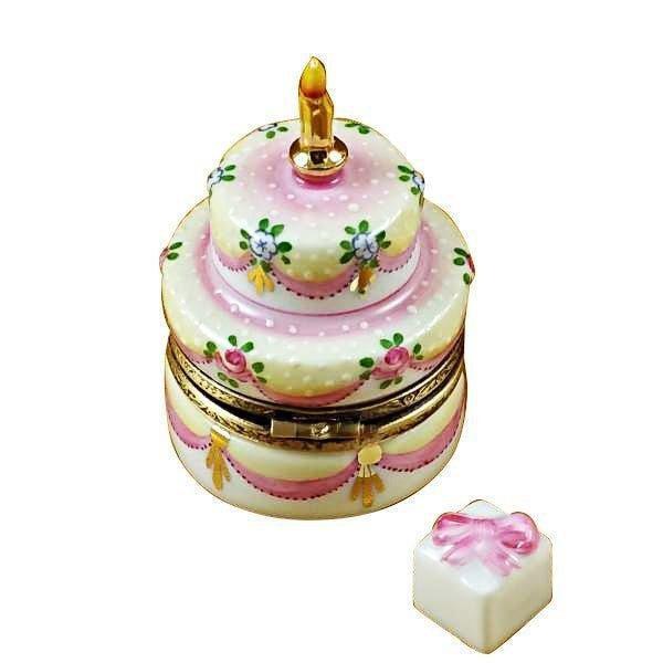 Two Layer Cake w Removable Gift Porcelain Limoges birthday French Trinket Box