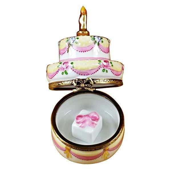 Two Layer Cake w Removable Gift Porcelain Limoges birthday French Trinket Box