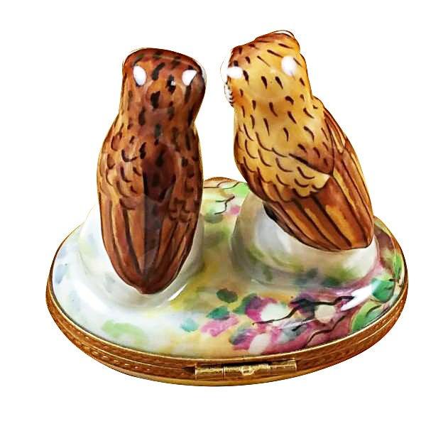 Two Owls Porcelain Limoges bird Rochard Limoges Box French Trinket Box