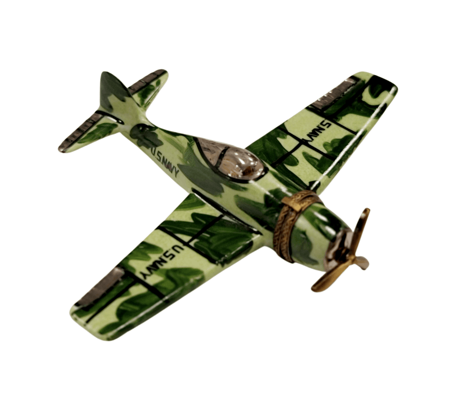 US Navy Camouflage WingTip Collectible Porcelain Limoges vehicle united states French Trinket Box