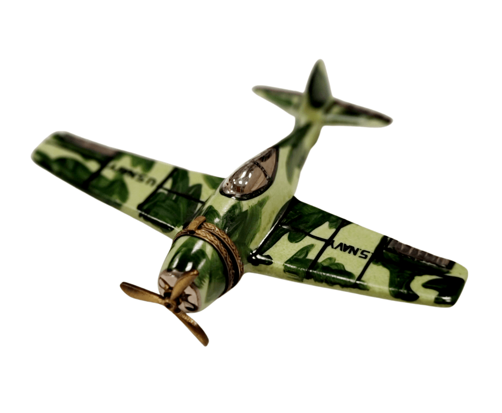US Navy Camouflage WingTip Collectible Porcelain Limoges vehicle united states French Trinket Box
