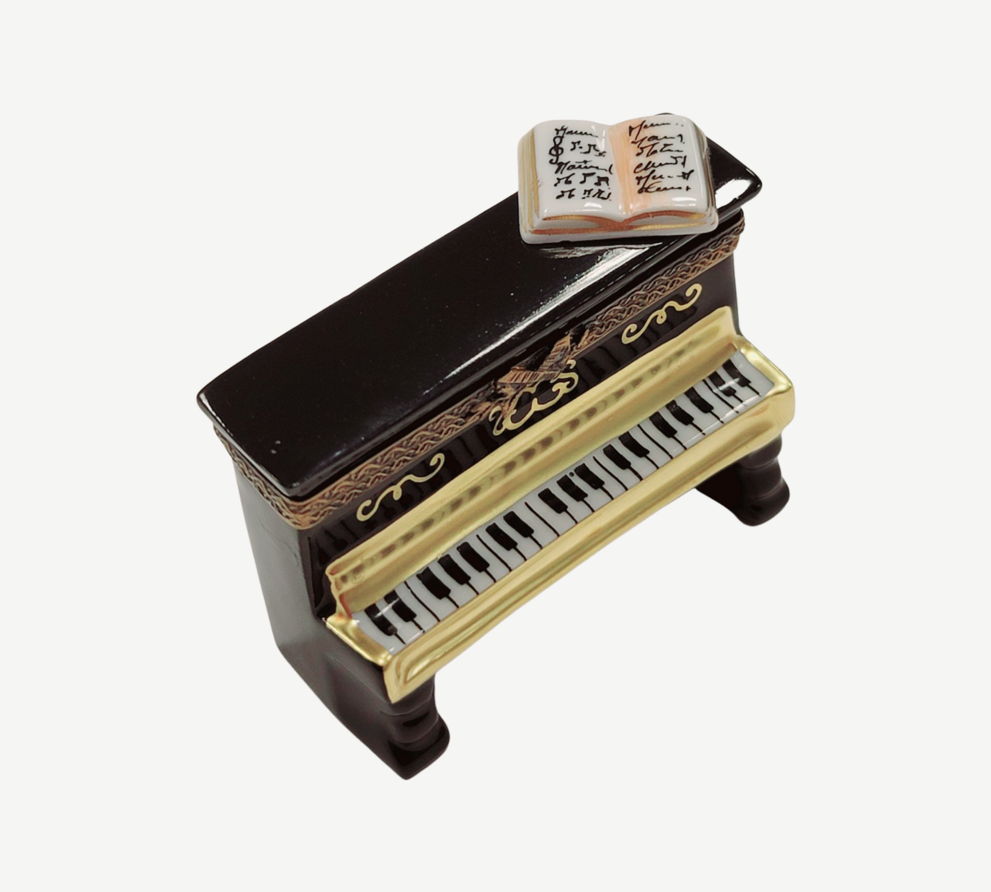 Upright Black Piano Limoges Box Porcelain Limoges music LIMOGES BOXES French Trinket Box
