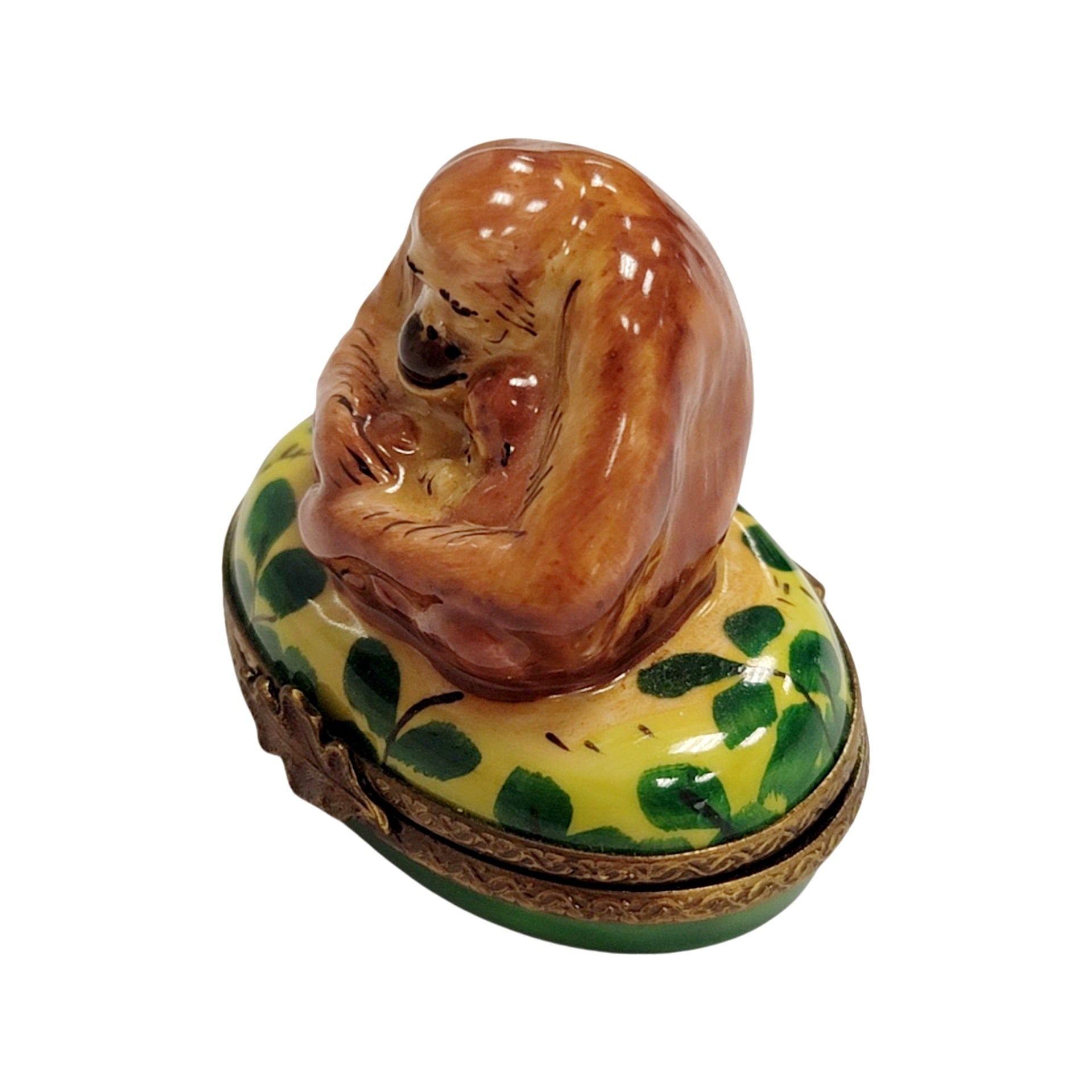Orangutan Family Limoges Box Porcelain Limoges wild animals French Trinket Box