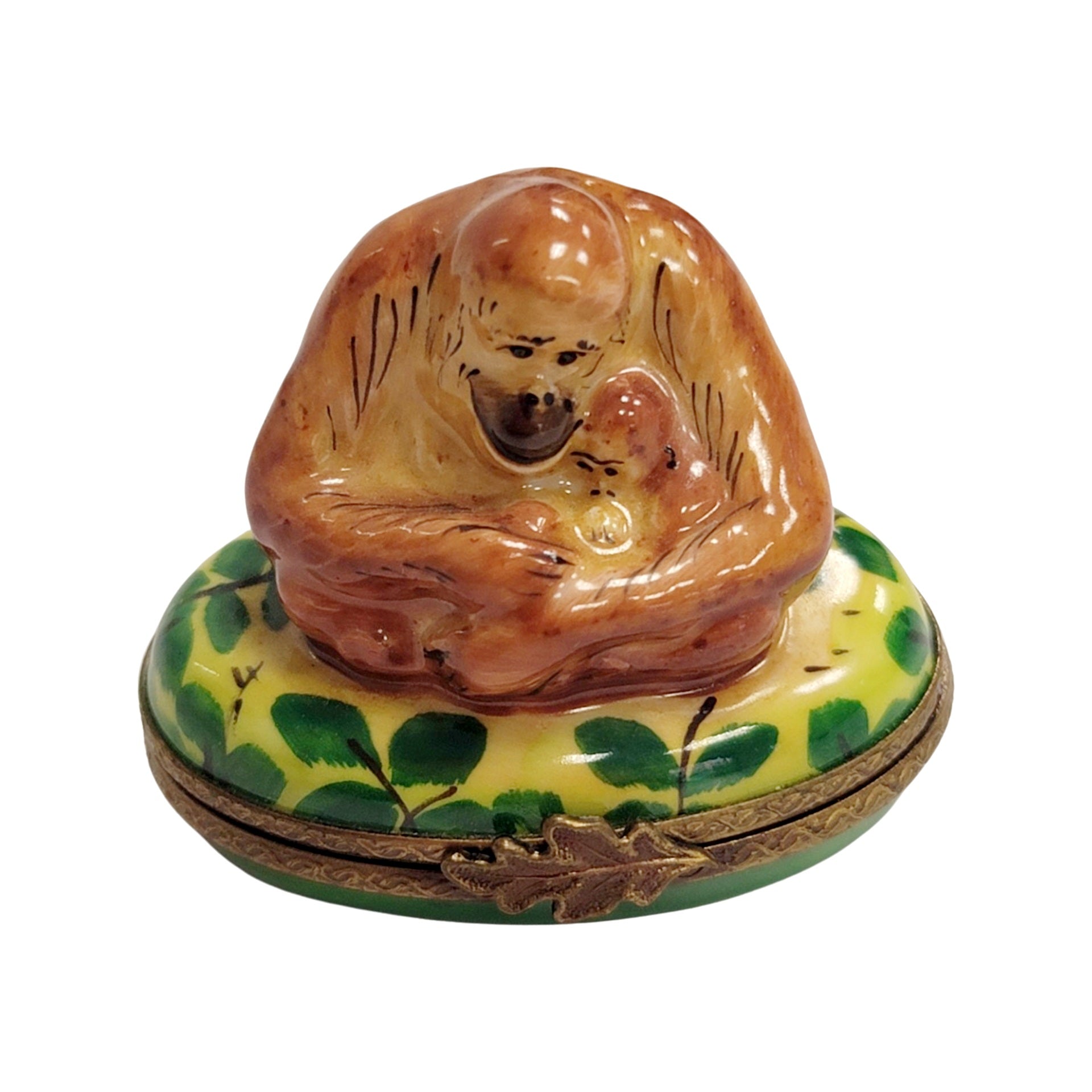 Orangutan Family Limoges Box Porcelain Limoges wild animals French Trinket Box