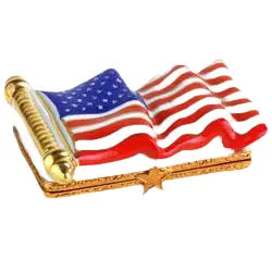 Usa Flag Porcelain Limoges united states patriotic French Trinket Box