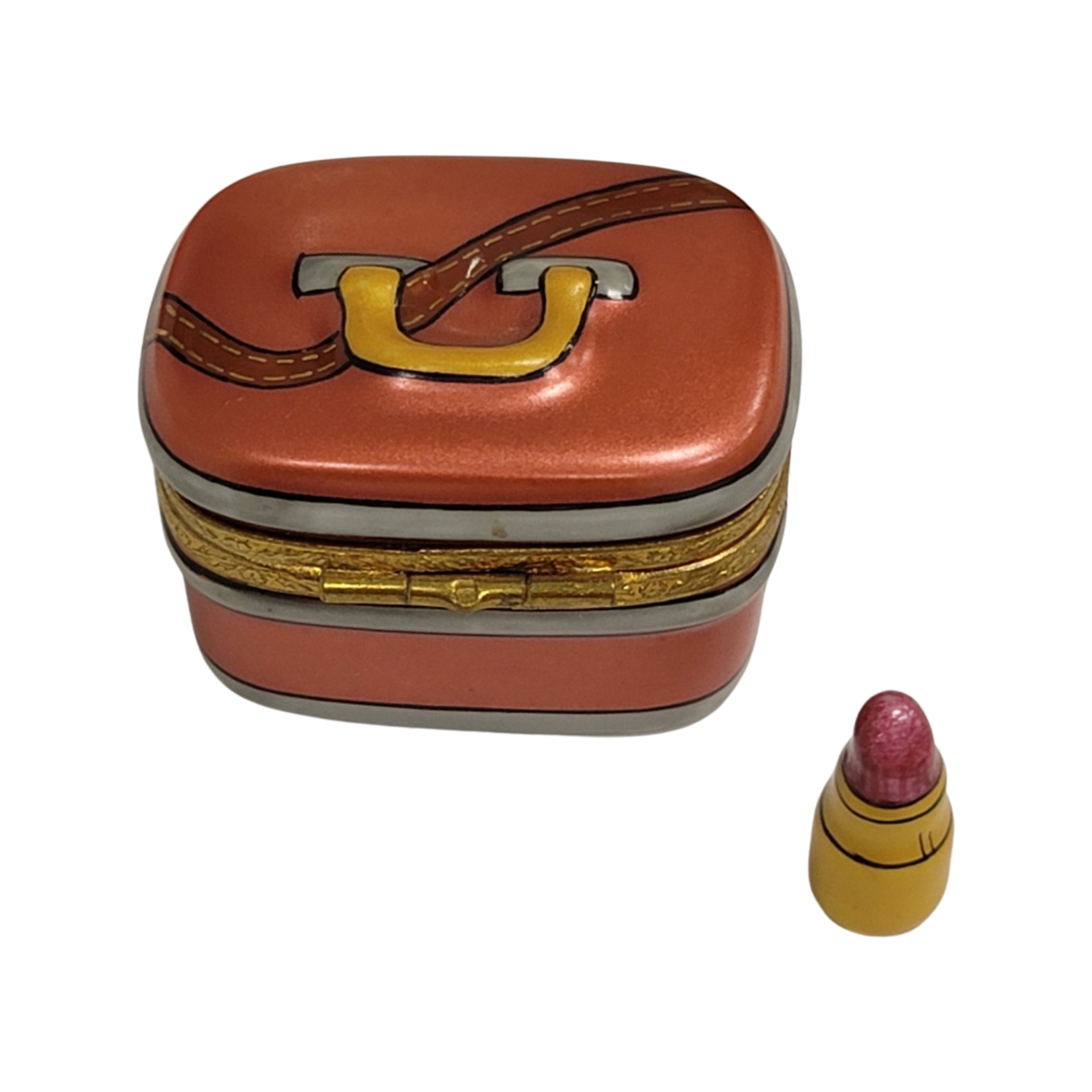 Exquisite Lipstick Jewelry Case Porcelain Limoges fashion home French Trinket Box