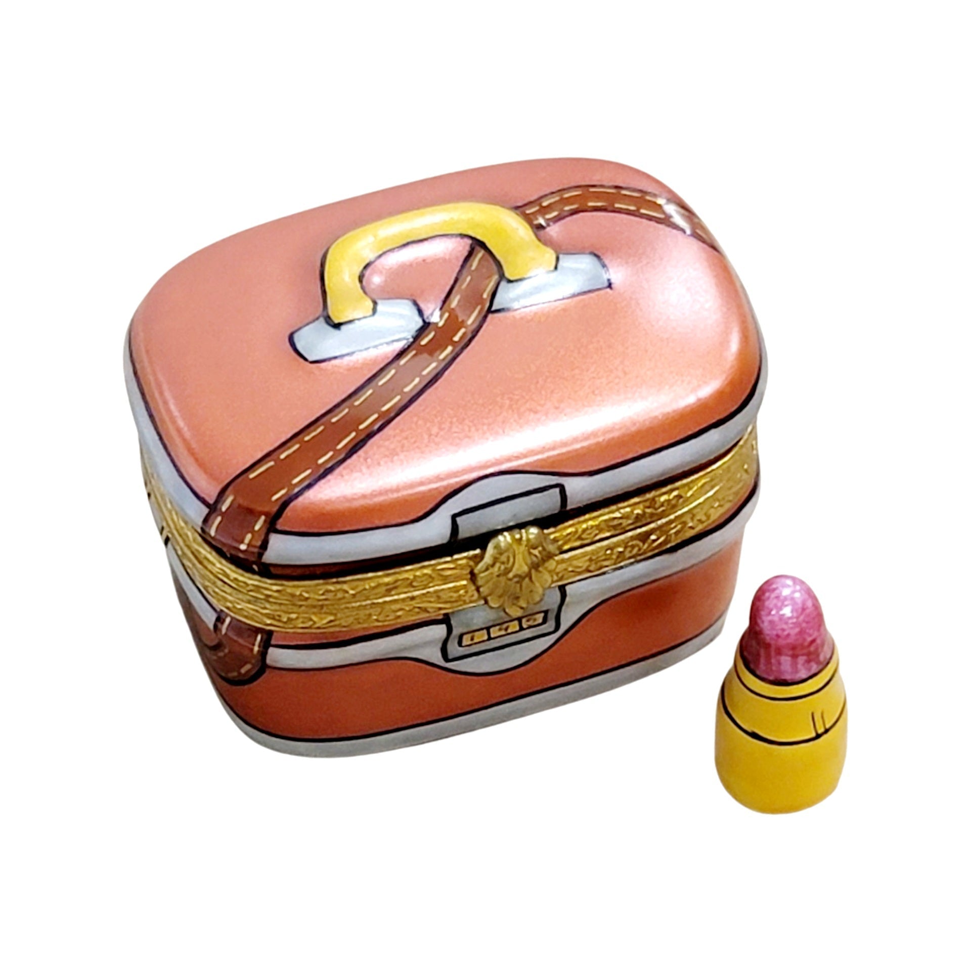 Exquisite Lipstick Jewelry Case Porcelain Limoges fashion home French Trinket Box
