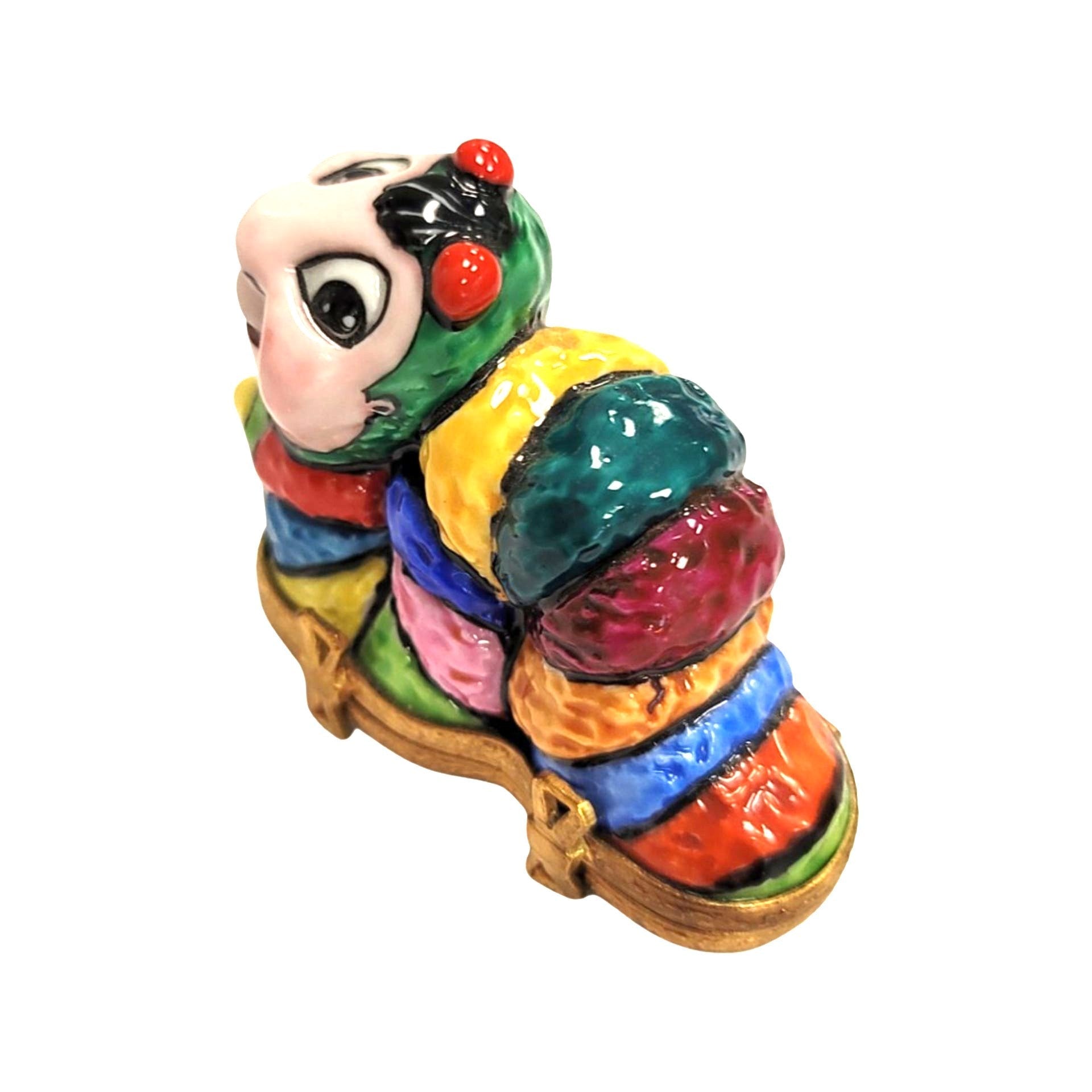Vibrant Limoges Worm Figurine Porcelain Limoges LIMOGES BOXES bugs critters bug French Trinket Box