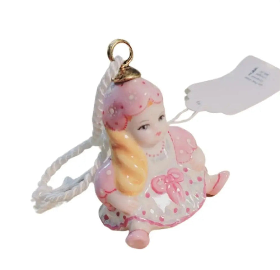 Vintage Baby Girl Christmas Ornament Porcelain Limoges Limoges Boxes xmas theme French Trinket Box