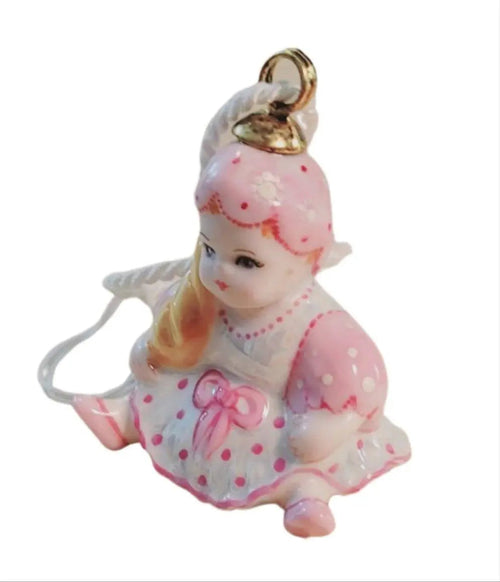 Vintage Baby Girl Christmas Ornament Porcelain Limoges Limoges Boxes xmas theme French Trinket Box