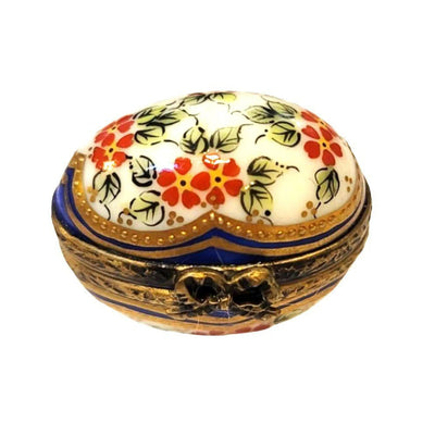 Vintage Limoges Blue Red Egg Box Porcelain Limoges Egg Limoges Boxes traditional French Trinket Box
