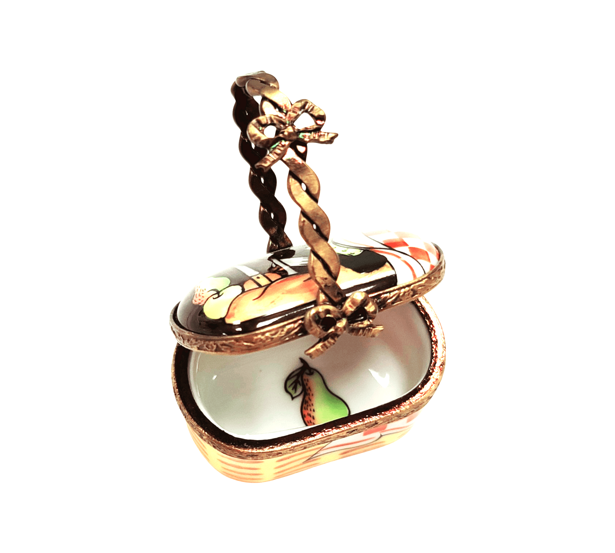 Vintage Limoges Picnic Basket Porcelain Limoges garden home food French Trinket Box