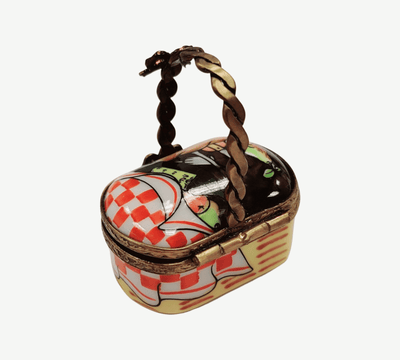 Vintage Limoges Picnic Basket Porcelain Limoges garden home food French Trinket Box