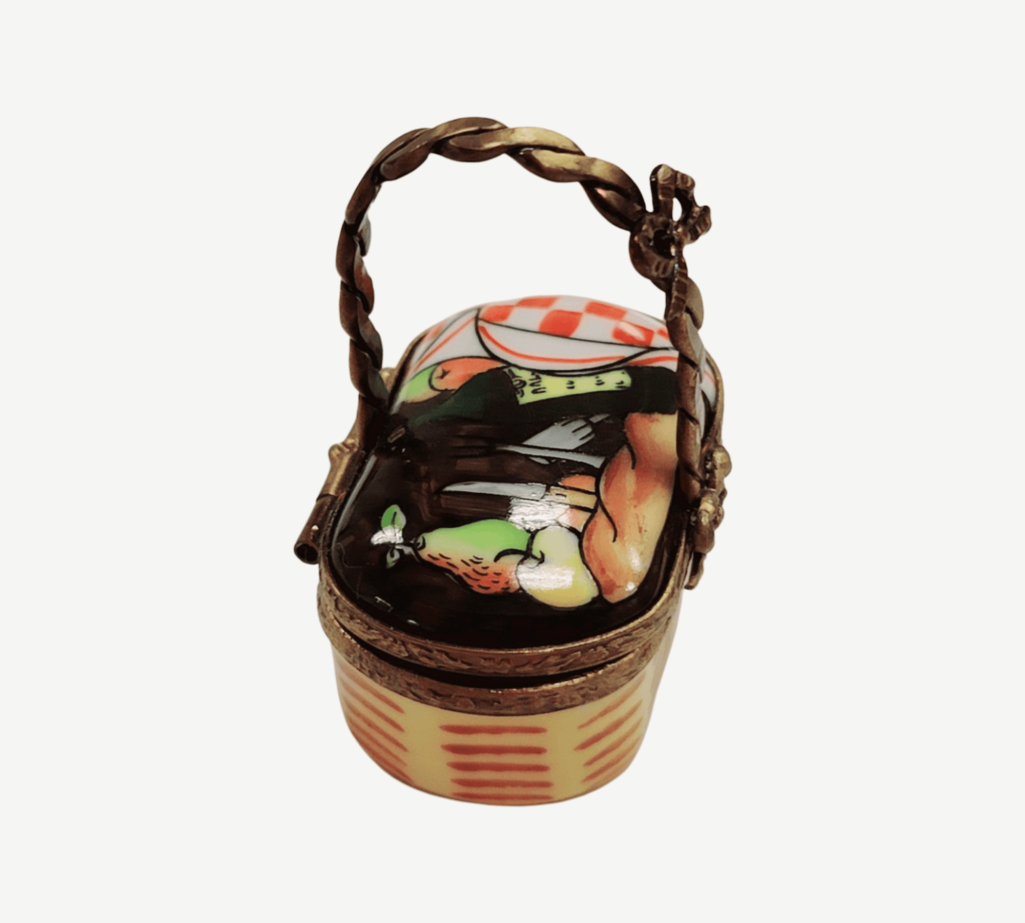 Vintage Limoges Picnic Basket Porcelain Limoges garden home food French Trinket Box