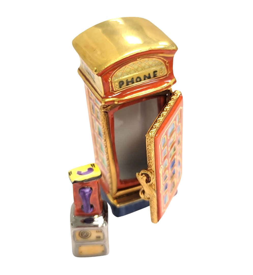 Vintage Telephone Booth Figurine Porcelain Limoges furniture travel French Trinket Box