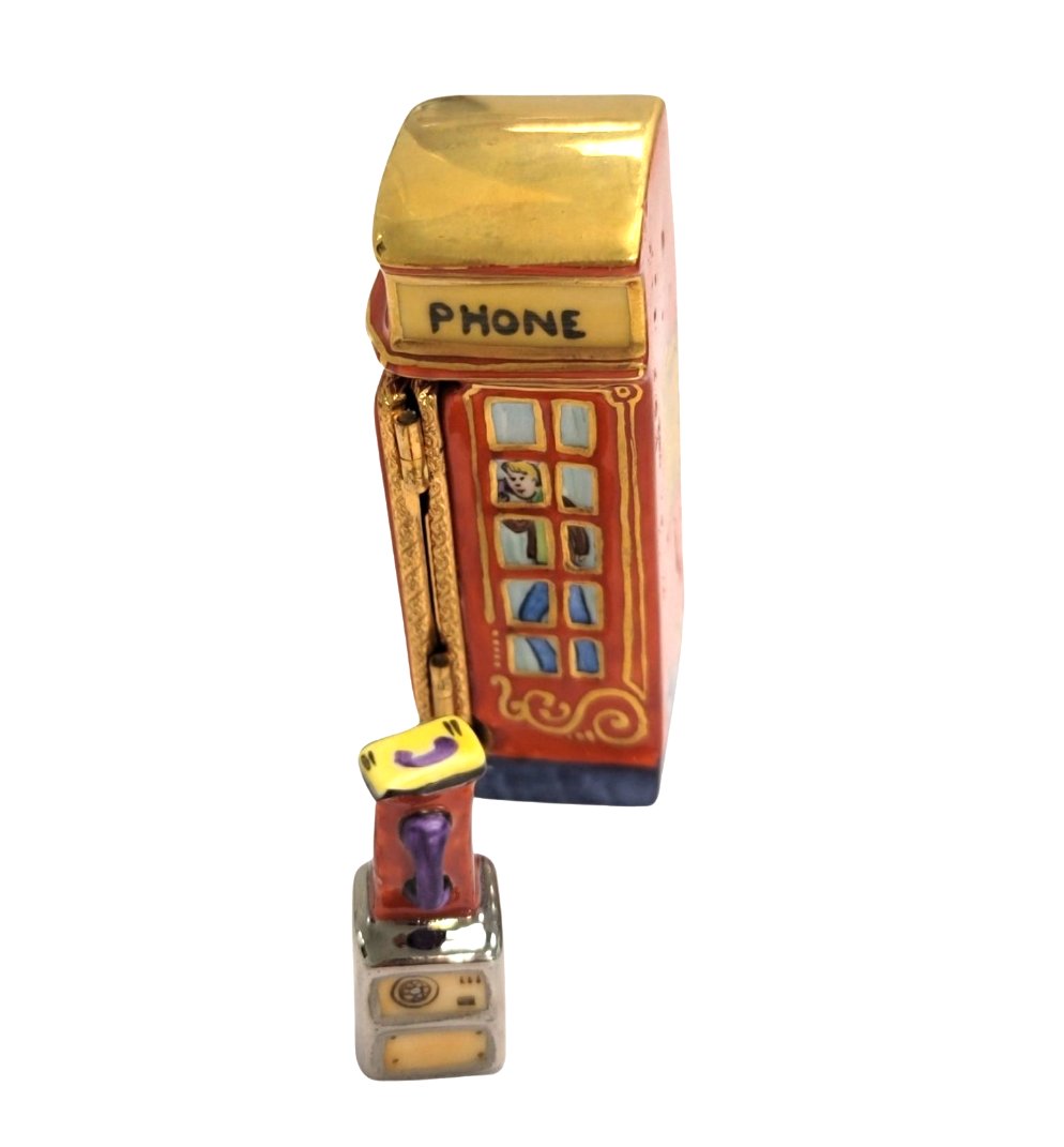 Vintage Telephone Booth Figurine Porcelain Limoges furniture travel French Trinket Box