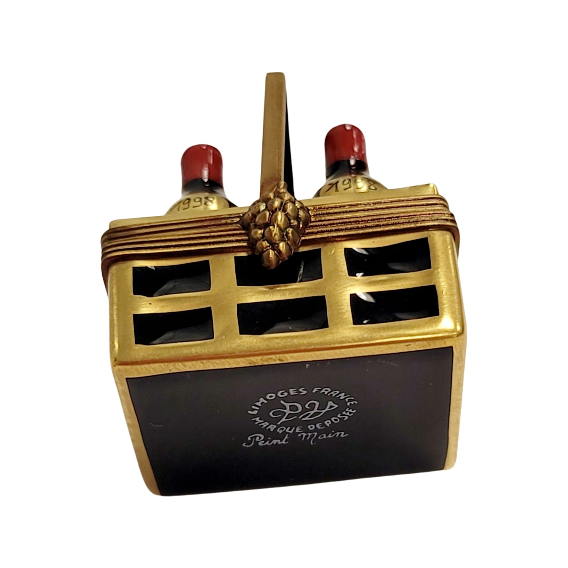 Vintage Wine Basket Limoges Box Porcelain Limoges wine French Trinket Box