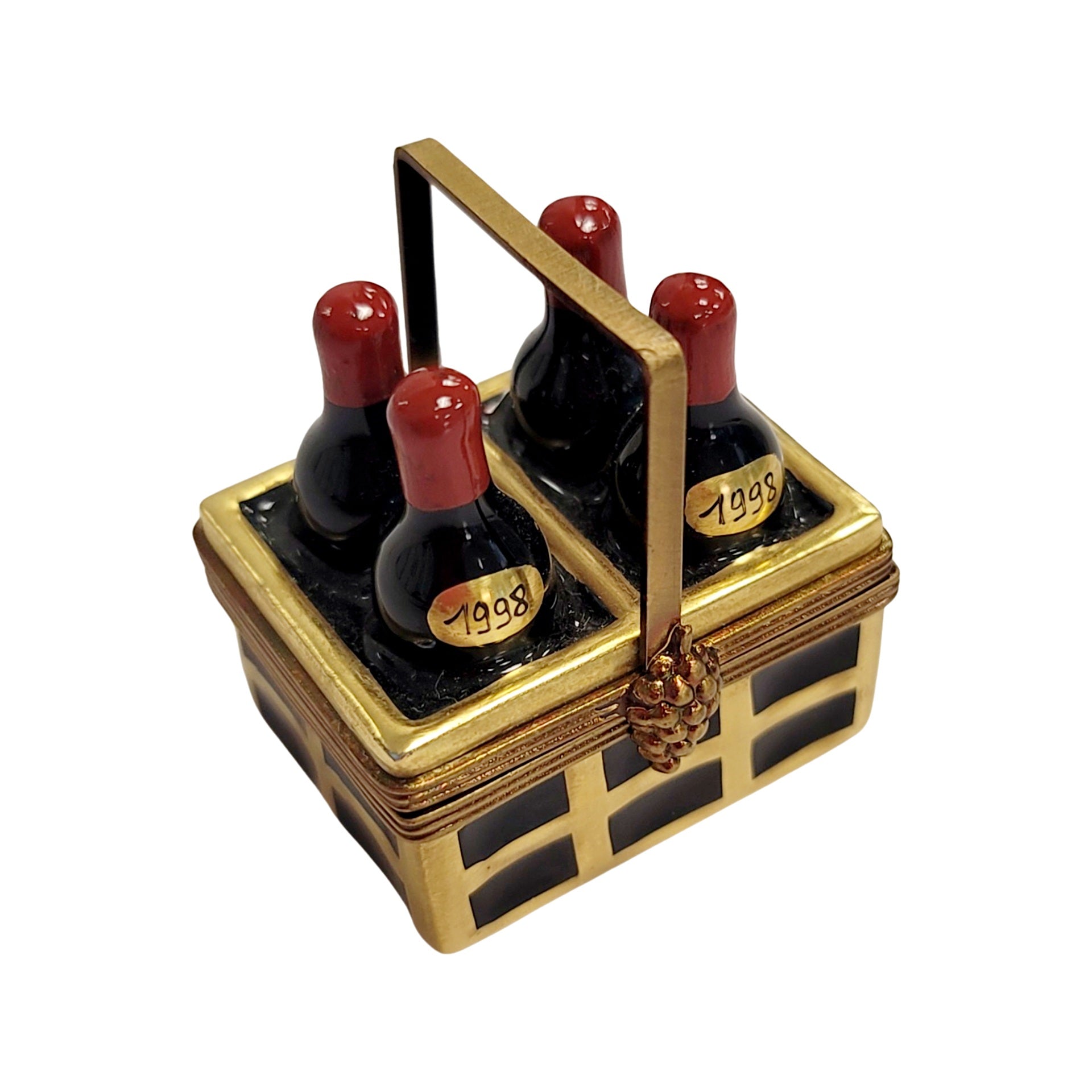 Vintage Wine Basket Limoges Box Porcelain Limoges wine French Trinket Box