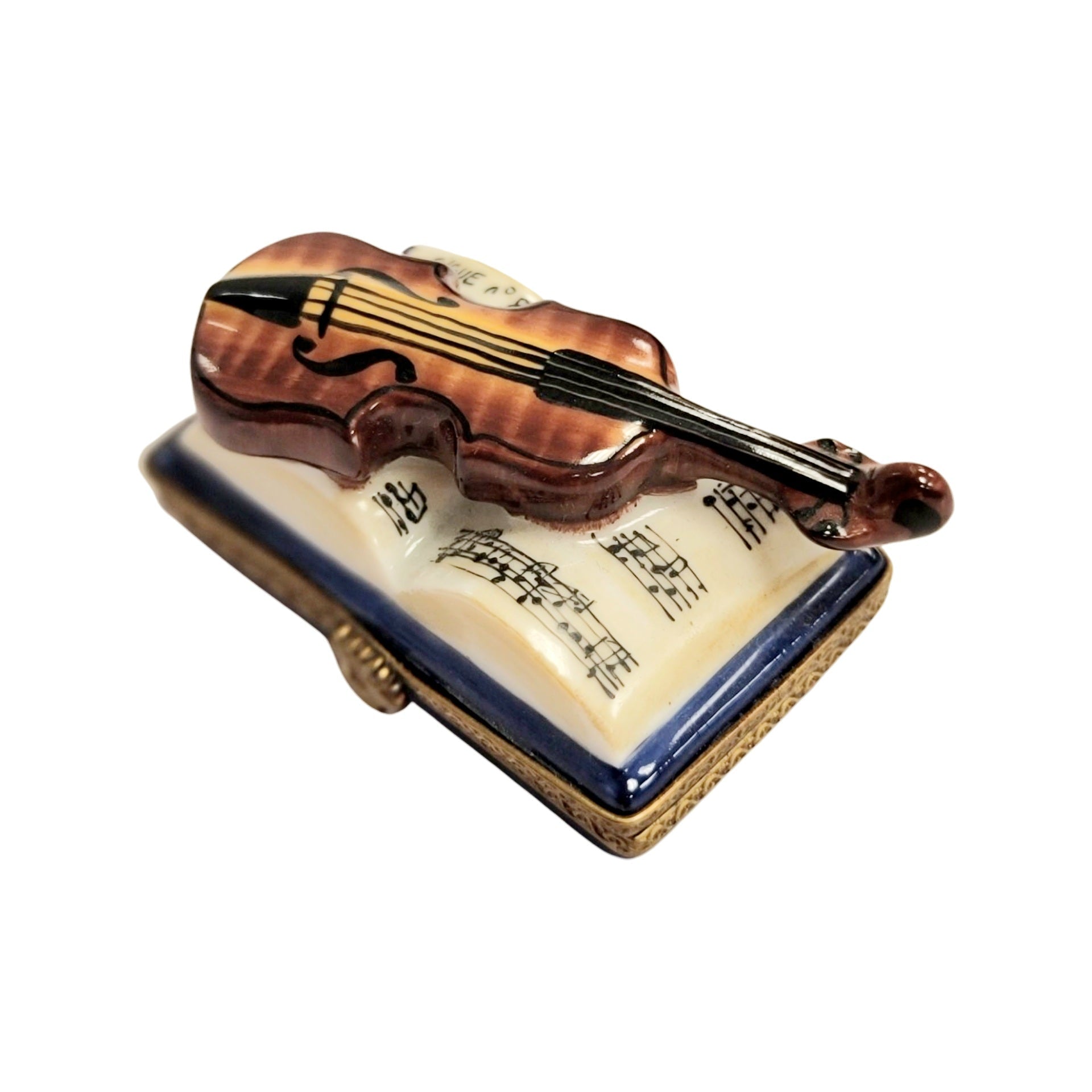 Violin on Book Limoges Box Porcelain Limoges music figurine LIMOGES BOXES book French Trinket Box
