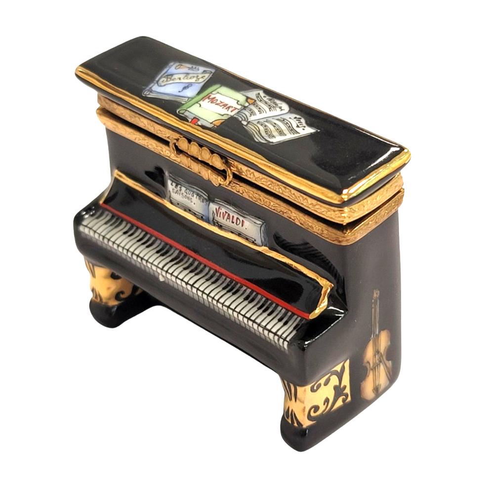 Vivaldi Black Upright Piano Box Porcelain Limoges Music LIMOGES BOXES dance French Trinket Box