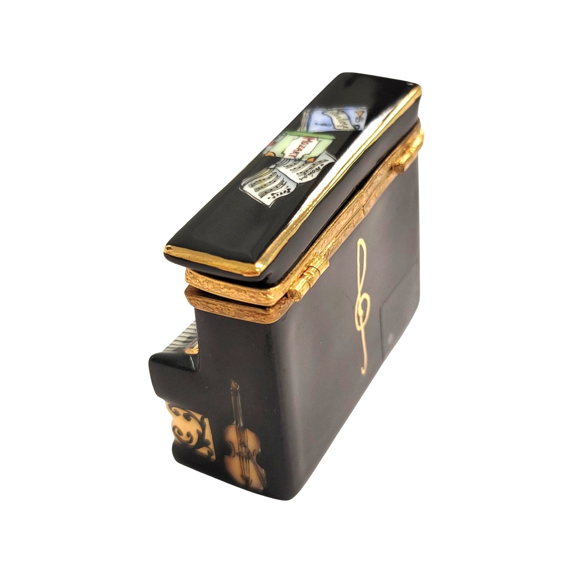 Vivaldi Black Upright Piano Box Porcelain Limoges Music LIMOGES BOXES dance French Trinket Box