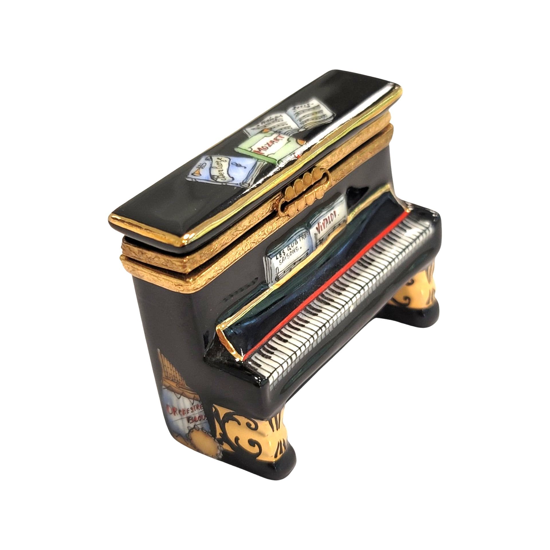 Vivaldi Black Upright Piano Box Porcelain Limoges Music LIMOGES BOXES dance French Trinket Box