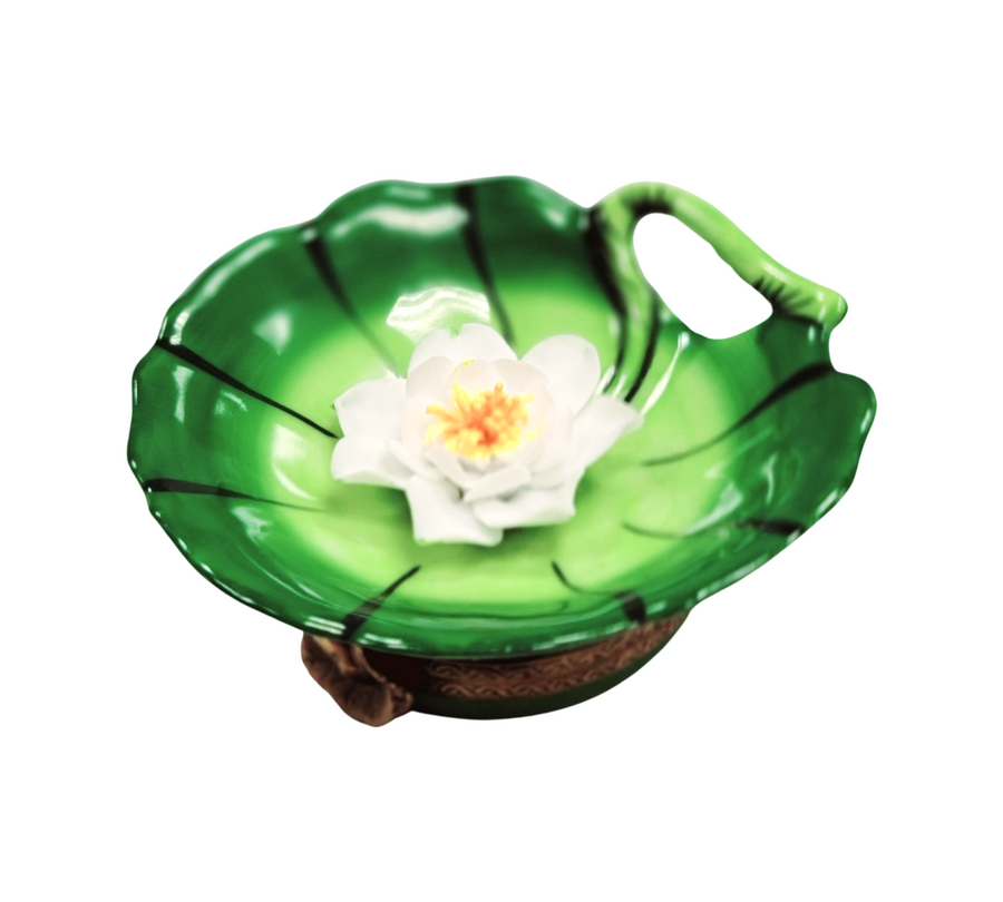 Water Lily Pad Treasure Box Porcelain Limoges frog LIMOGES BOXES turtle French Trinket Box