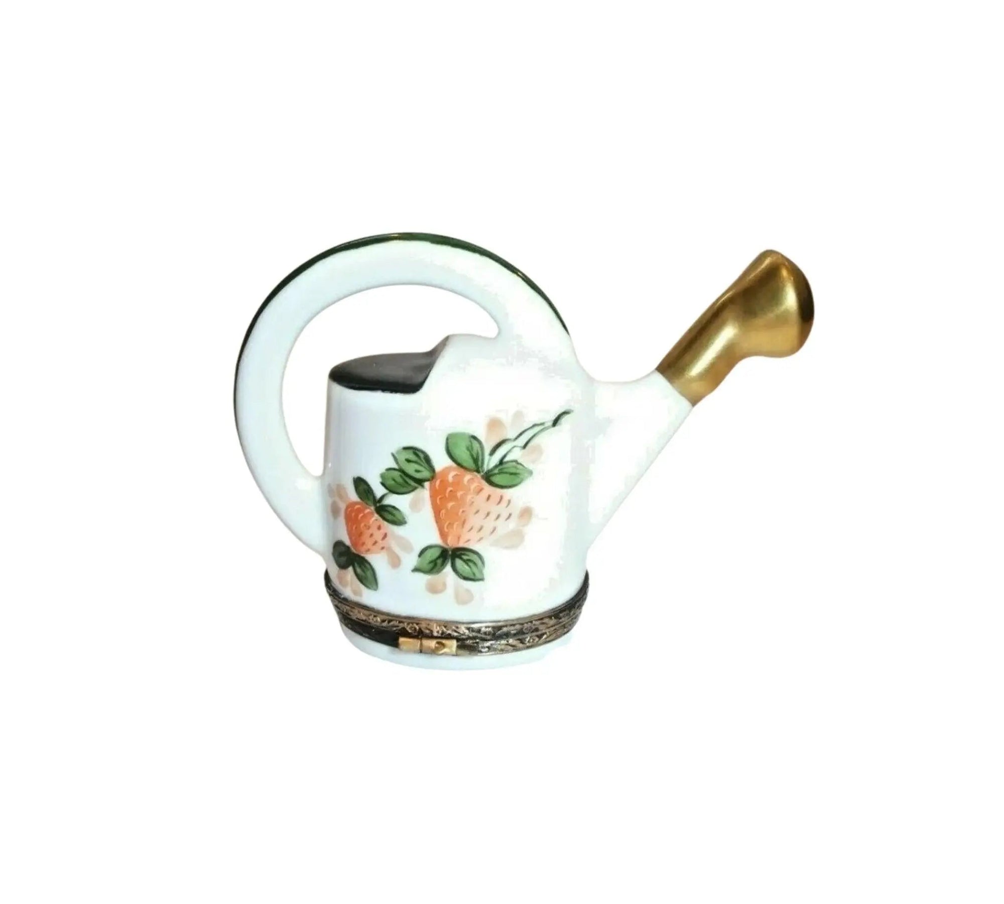 Watering Can With Strawberries Porcelain Limoges Limoges Box garden flowers French Trinket Box