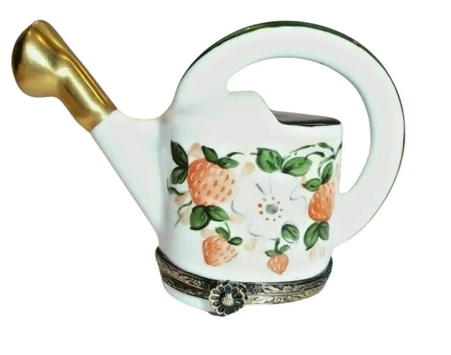 Watering Can With Strawberries Porcelain Limoges Limoges Box garden flowers French Trinket Box