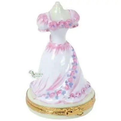 Wedding Dress: Pink And Yellow Porcelain Limoges wedding French Trinket Box
