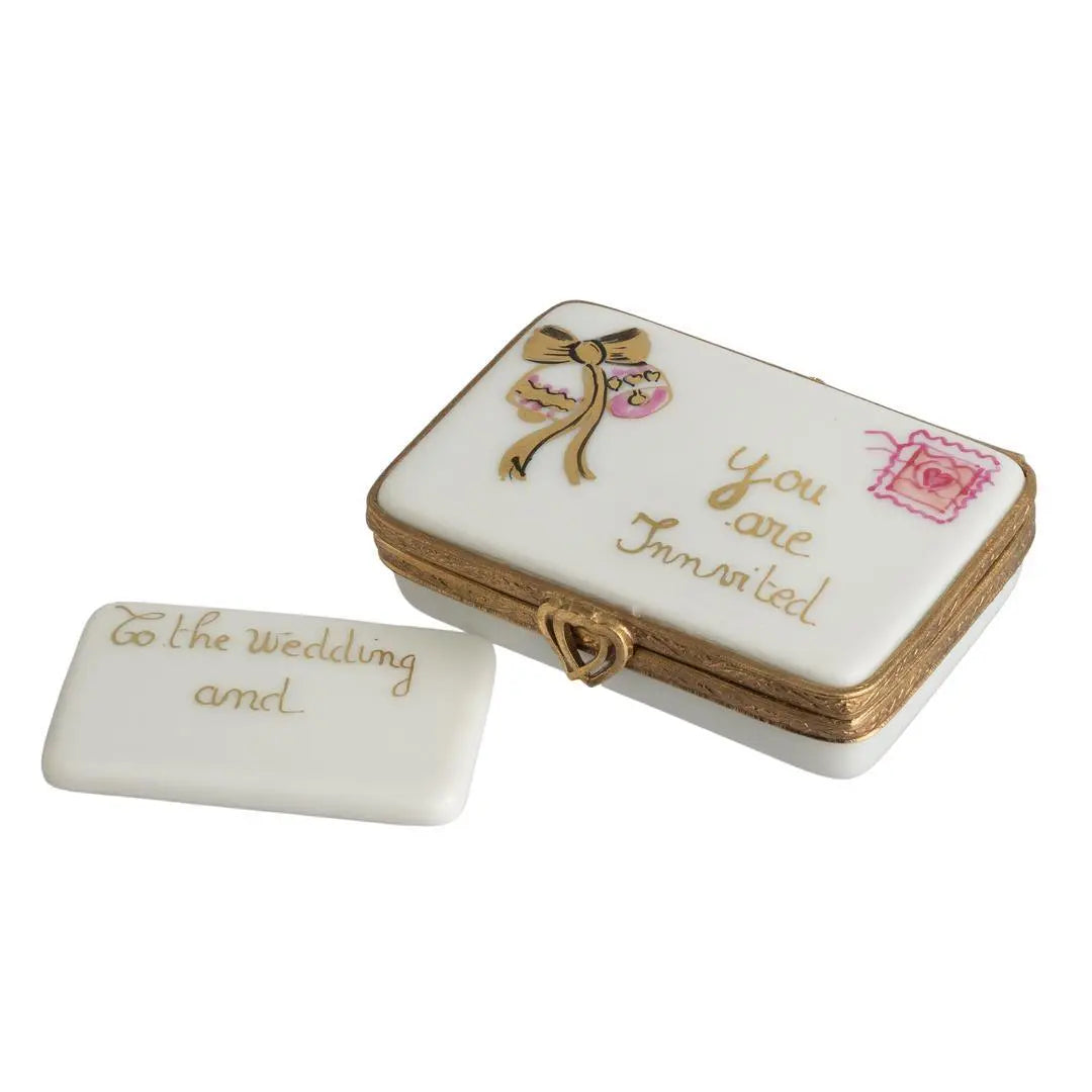 Wedding Invitation Porcelain Limoges wedding French Trinket Box