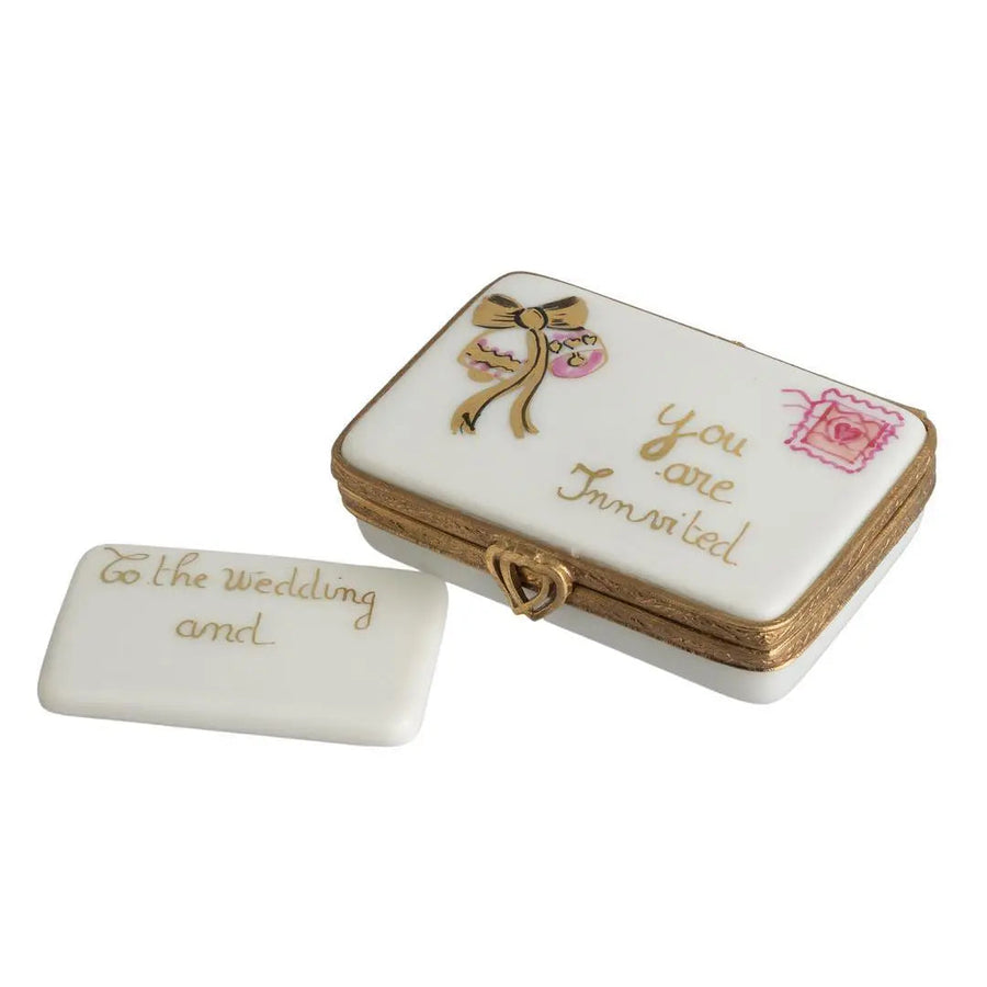 Wedding Invitation Porcelain Limoges wedding French Trinket Box