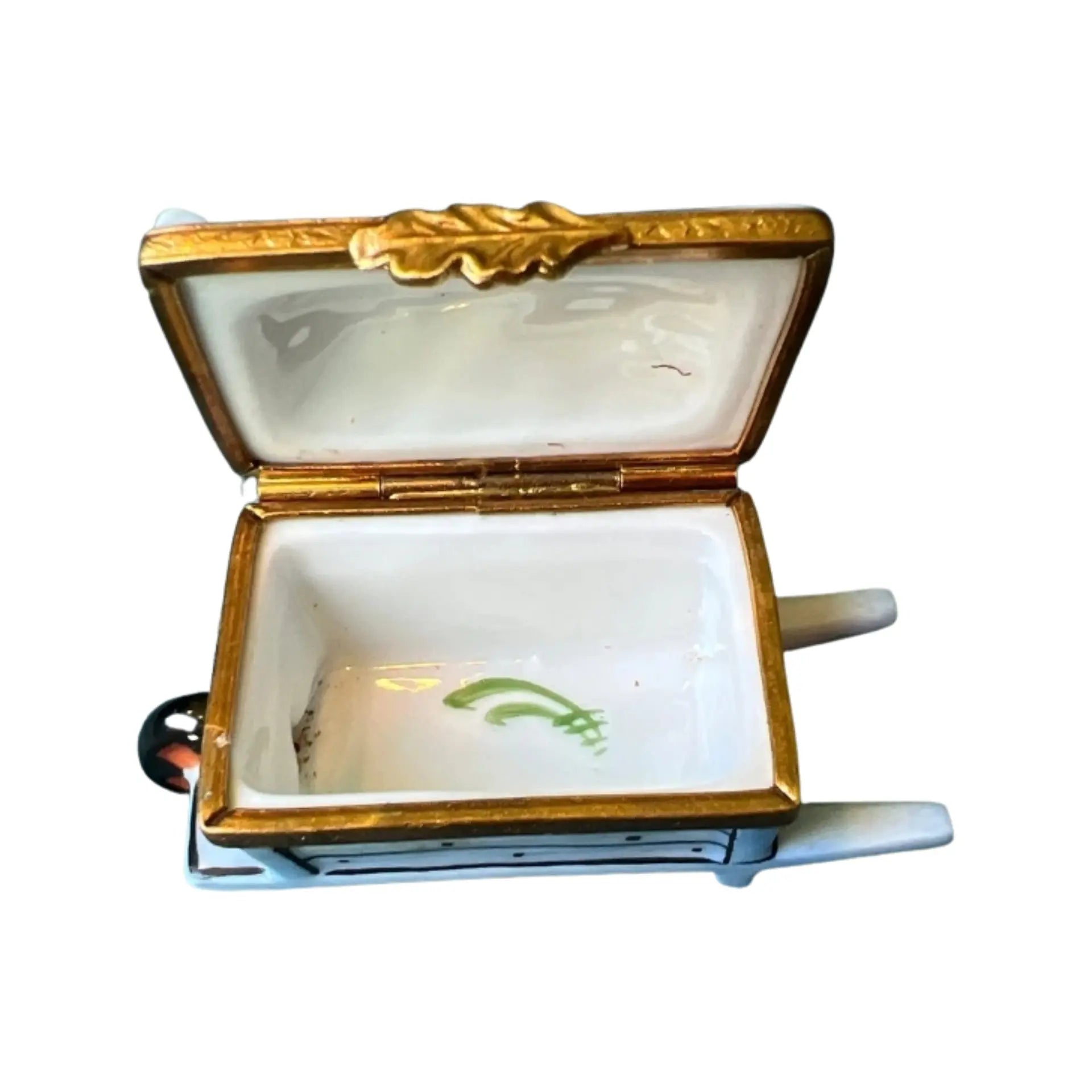 Wheel Barrow: Garden w Flower Porcelain Limoges garden flowers French Trinket Box