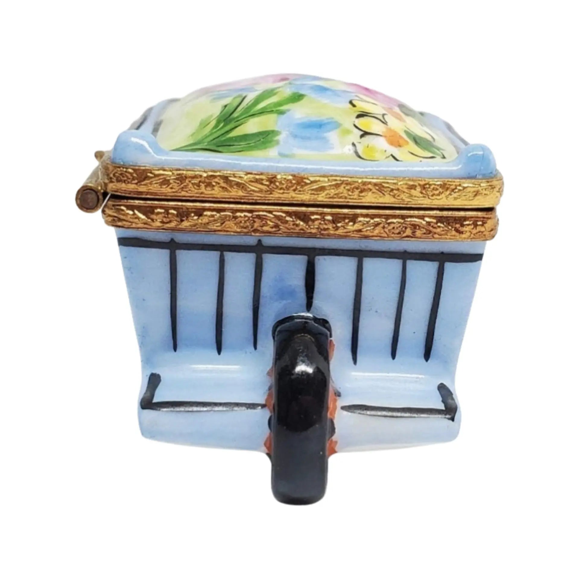 Wheel Barrow: Garden w Flower Porcelain Limoges garden flowers French Trinket Box