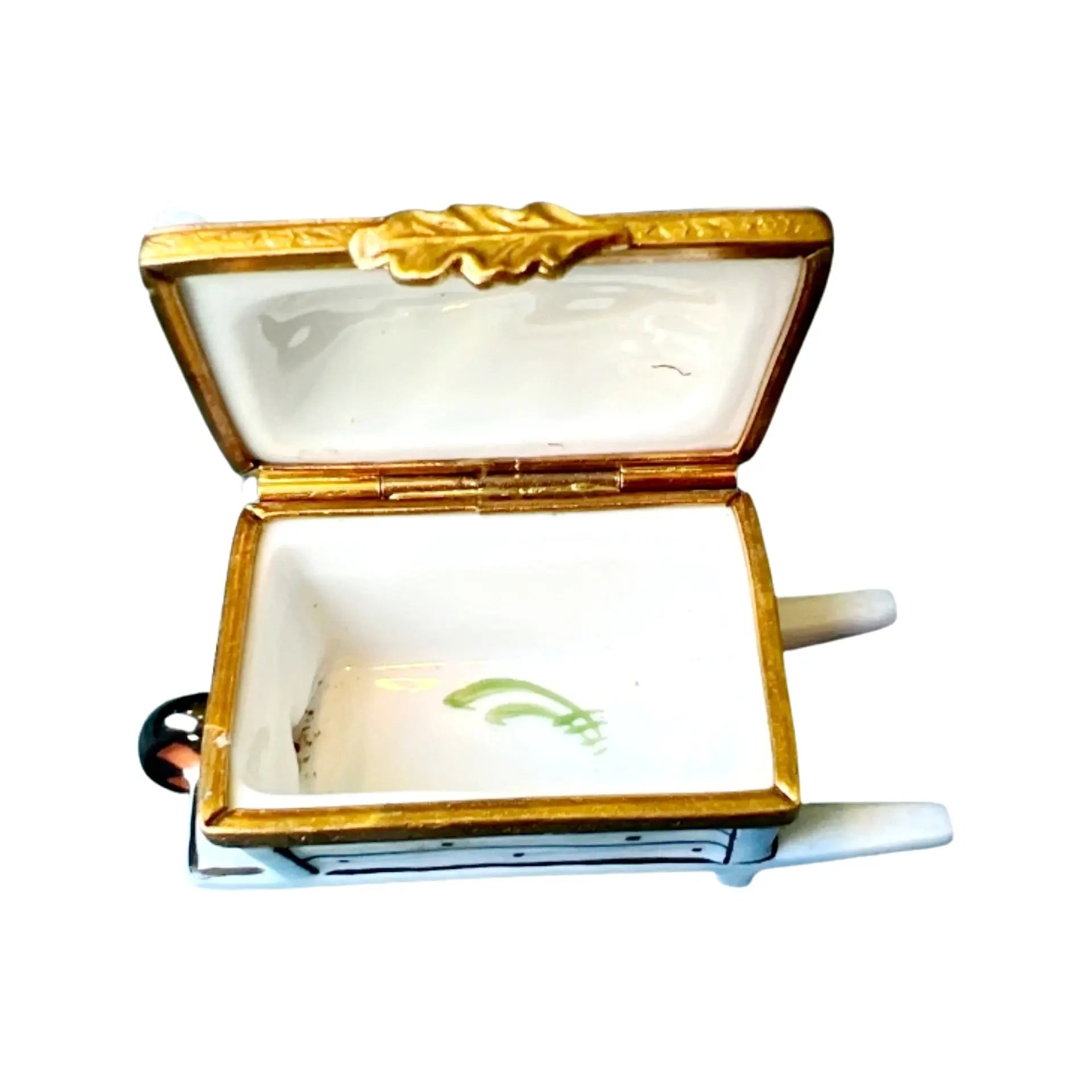 Wheel Barrow: Vegetable Porcelain Limoges garden flowers French Trinket Box