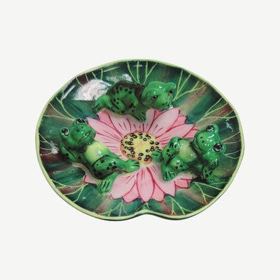 Whimsical Frogs on Lilypad Porcelain Limoges frog LIMOGES BOXES turtle French Trinket Box