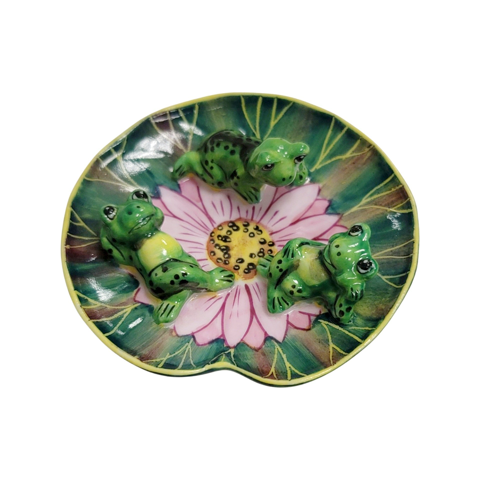 Whimsical Frogs on Lilypad Porcelain Limoges frog LIMOGES BOXES turtle French Trinket Box